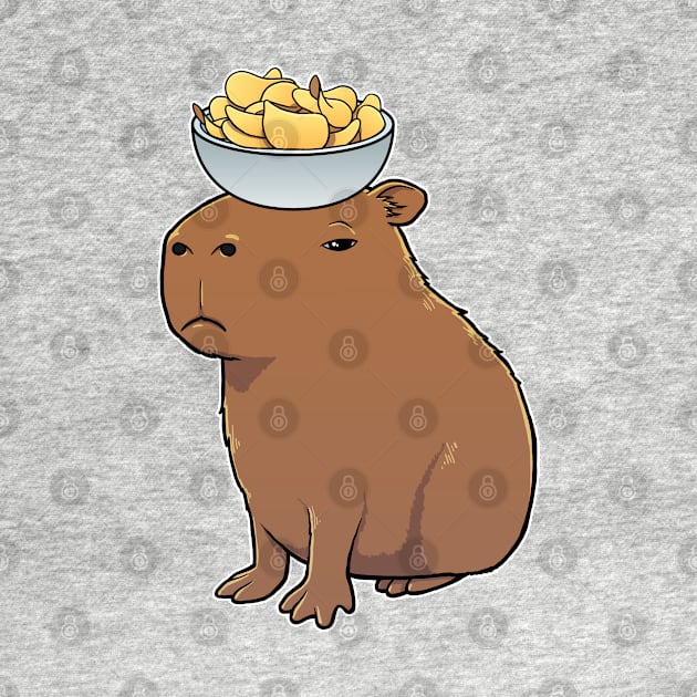 Capybara with Potato Chips on its head by capydays